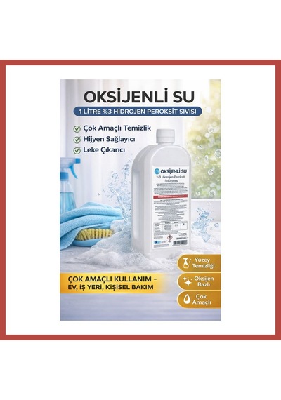 Bezos Oksijenli Su 1 Litre %3 Hidrojen Peroksit Solüsyonu Çok Amaçlı Temizlik Ve Hijyen Sıvısı 1 Adet Erdotıca