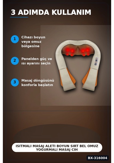 Isıtmalı Aleti Boyun Sırt Bel Omuz Yoğurmalı Cihazı Araç Ev Tipi Bx-316004