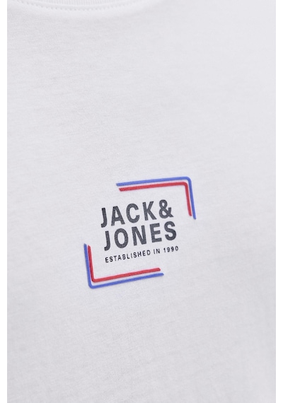 Jack & Jones Erkek Bisiklet Yaka Grafik Baskılı Tişört Beyaz