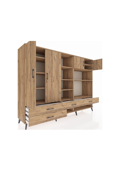 Hyperion Dolap 12 Raflı 4 Çekmeceli 4 Kapaklı 220x44x163 Çam-çam Çam-çam