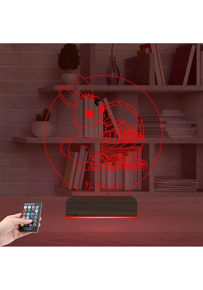 Luvivia Paskalya Tavşan Yumurta Çocuk Odası Kişiye Özel 3d Lamba - Masa Gece Lambası V3 Şeffaf