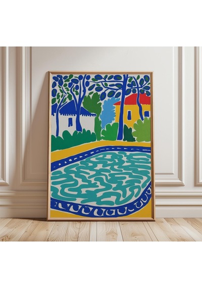 Bahçe Havuzu Posteri Renkli Matisse Duvar Sanatı Modern Yaz Baskısı