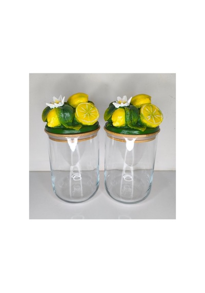 Kavonoz Seti 2li Limon Kapaklı 21cm 11cm Kurabiyelik Saklama Kutusu Sarı - 909311090 Sarı