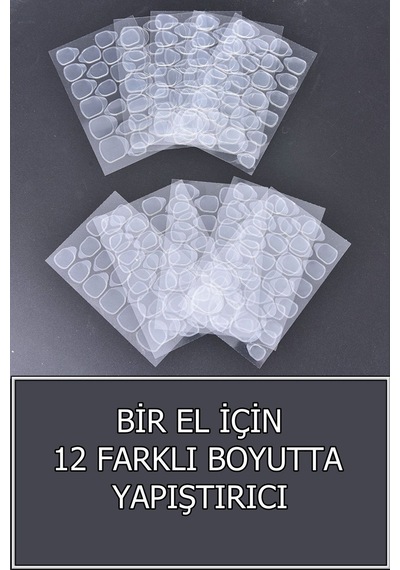 240 Adet Medium Beden Çift Taraflı Yapıştırıcı Bant Takma Tırnak Yapıştırıcı Cilde Zarar Vermez Şeffaf