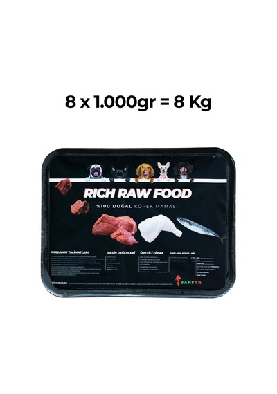 Barftr Rıch Raw Food 8 KG Yetişkin Köpek Maması 8 x 1 KG