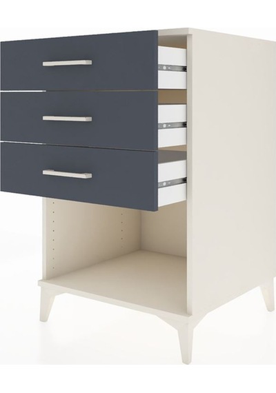 Kronos Komodin 3 Çekmeceli 60x59x96 Aytaşı-antrasit Aytaşı