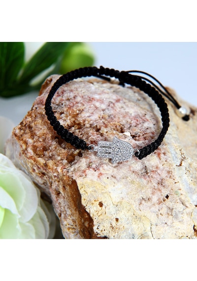Kuyumcudukkani "hamsa"makrome İpli Bileklik- 40048-w-w-blk Beyaz