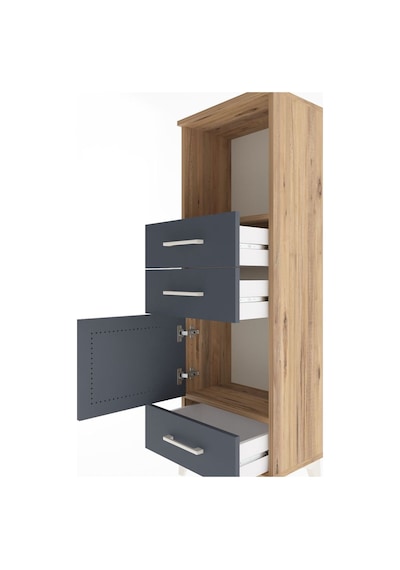 Arges Dolap 2 Raflı 3 Çekmeceli Tek Kapaklı 44x30x134 Çam-antrasit Atlas Çam