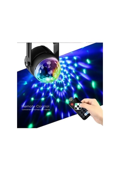Disko Topu Parti Işıkları 7 Renk Led Usb Girişli Sese Duyarlı Rgb Uzaktan Kumandalı