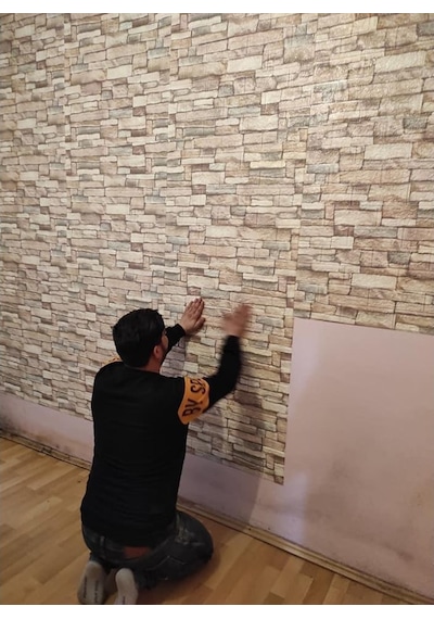 Nw46 Taş Desen Kendinden Yapışkanlı Esnek Duvar Kağıdı Paneli (532573265)
