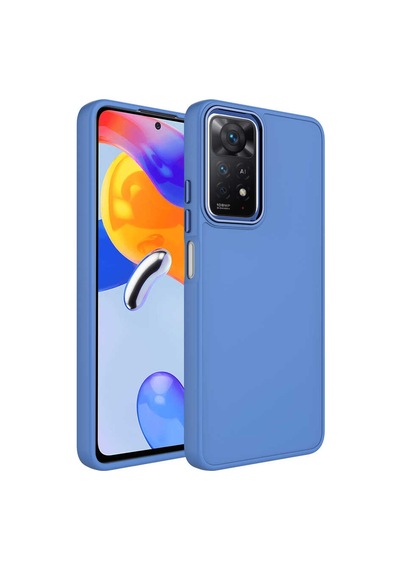 Zore Redmi Note 11s Global Kılıf Metal Çerçeve Ve Buton Tasarımlı Silikon Luna Ka Siyah