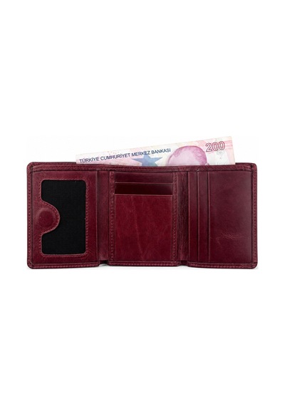 Alphaclub Bag Erkek Hakiki Deri Bordo Mıknatıslı Cüzdan Ve Kartlık