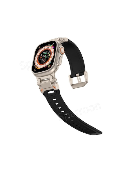 Apple Uyumlu  Watch  42mm 44mm 45mm 49mm Titanyum Metal Bağlantı Kitli Silikon Kordon 101
