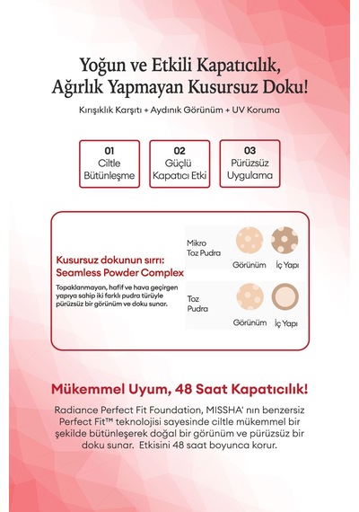 Missha Radiance Perfect Fit Fondöten SPF30+ 48 Saat Kalıcı Saten Fondöten No.23 Sand 35 ML