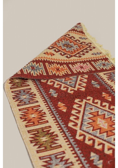 "çift Taraflı Kullanılabilir, Makinede Yıkanabilir, Modern Desenli Kilim 11 Farklı Ebat" Kırmızı Kırmızı