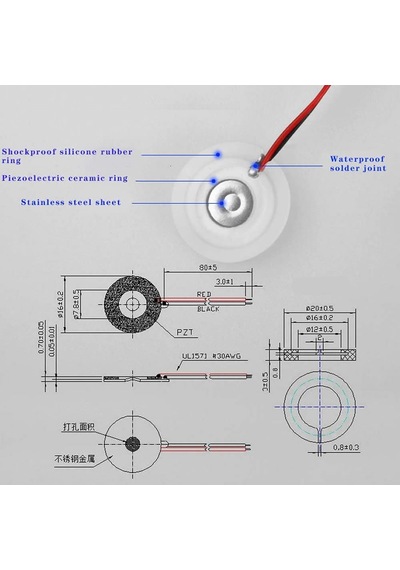 Alkatronik-Micro Usb Ultrasonik Nem Üretici Devre + Seramik Disk Transducer