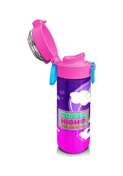 Coral High Kids Mor Pembe Unicorn Desenli Pipetli Ve Direkt İçim Çelik Termos 500 Ml 31923 Mor - Açık Pembe