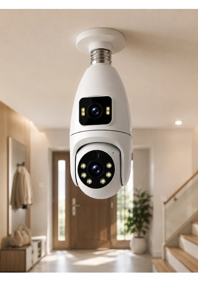 Mey İthalat 360 Ev İzleme Wi-fi Çift Lens Akıllı Ampul Kamera