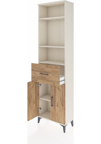 Arges Dolap 4 Raflı Tek Çekmeceli 2 Kapaklı 60x30x221 Aytaşı-çam Aytaşı