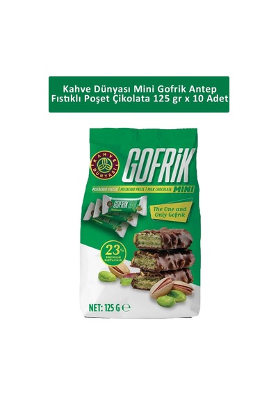 Kahve Dünyası Mini Gofrik Antep Fıstıklı Poşet Çikolata 10 x 125 G