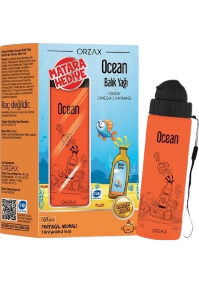 Ocean Portakal Aromalı Balık Yağı 150 ML + Matara