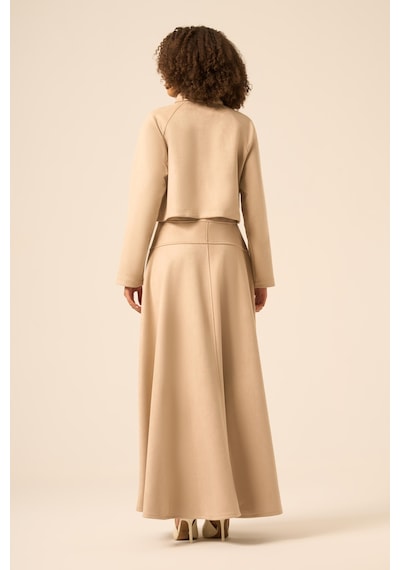 Ftz Women Kadın Scuba Süet Bolerolu Elbise Beige 31255 Beige