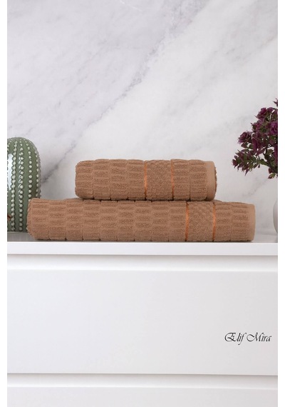 Banyo Havlu Seti %100 Pamuk 2 Parça 50 90 + 90 150 Cm Soft Comfort Kahverengi