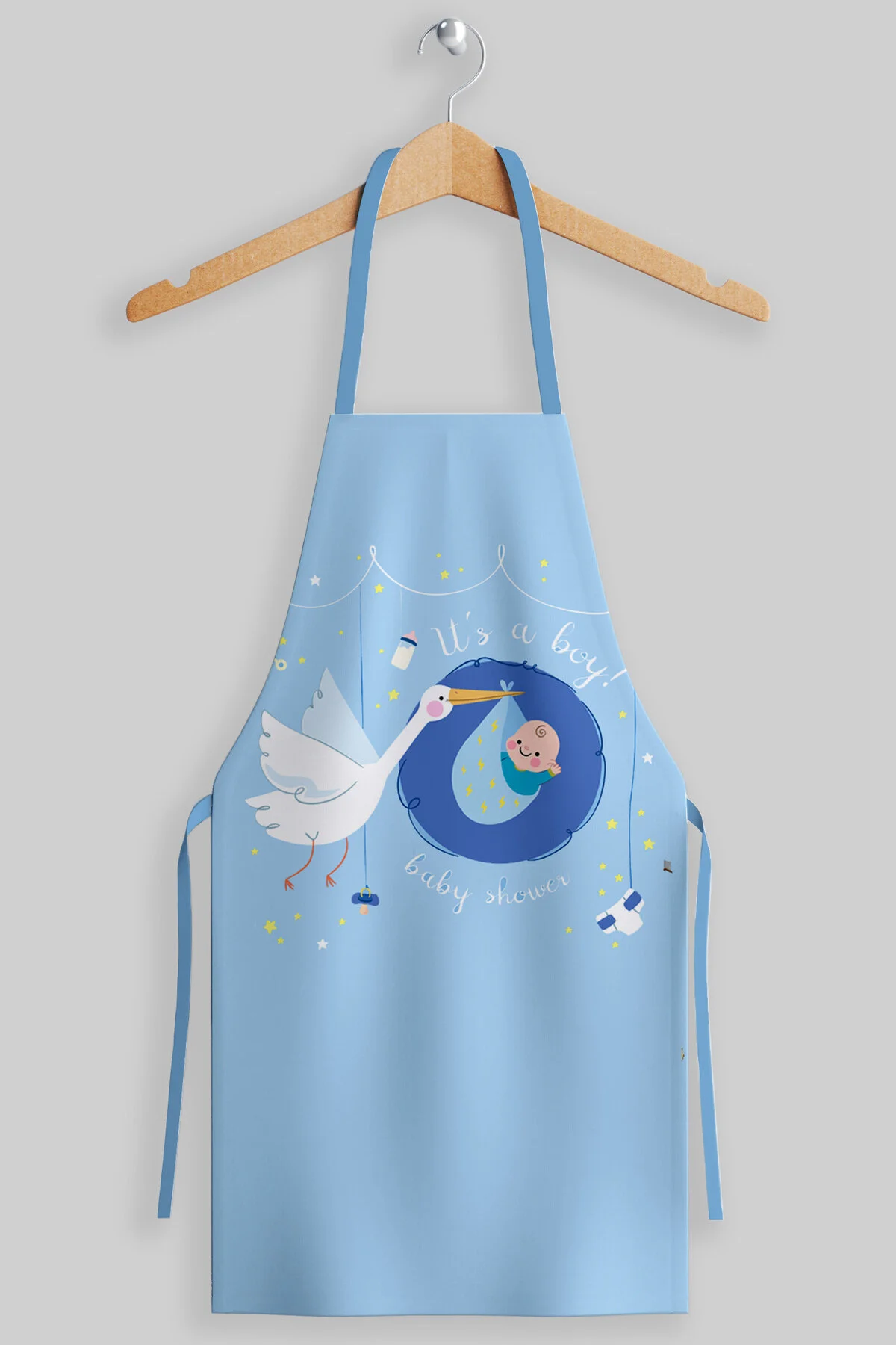 Ays Home 6 Aylık Erkek Bebek Baby Shower Ek Gıda Aşçı Konsept Çekim Önlüğü Mavi