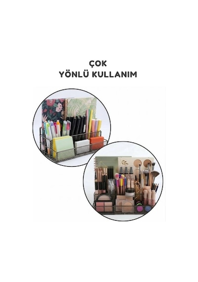 Temel Nikel Metal Mesh Masaüstü Organizer Çok Bölmeli 27x14x11 Cm 9515b