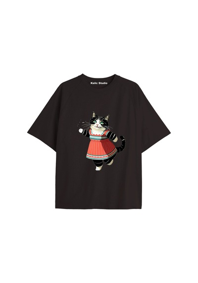 Kalic Studio Y2k Vintage Cats Baskılı Siyah T-shirt Kod 26 Siyah-26