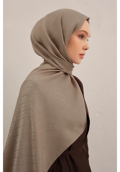 Armine Lyocell Naia Üçgen Monogram Şal 5 - 75 X 200 / Vizon - 07 Vizon - 07