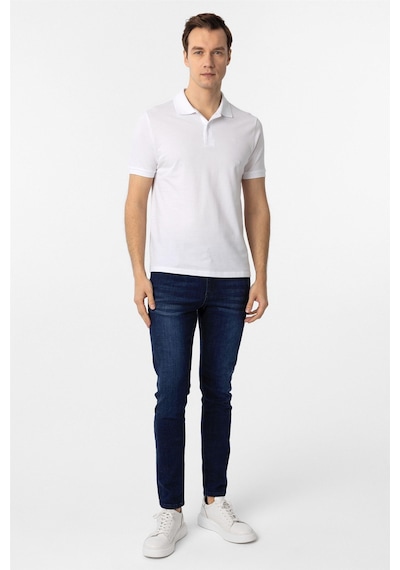 Süvari Beyaz Slim Fit Düz Polo Yaka Tişört Beyaz