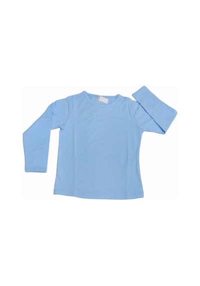 Özdemirli Bebe Basic Düz Bisiklet Yaka Uzun Kollu Likralı Badi Sweat T-shirt Mavi
