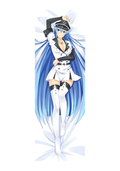 Esdeath Tek Yön Baskılı Sarılma Yastığı Kılıfı Mavi