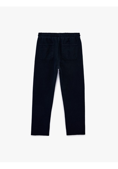 Koton Regular Fit Pamuklu Cepli Beli Bağcıklı Pantolon Lacivert 6sam40009ıw