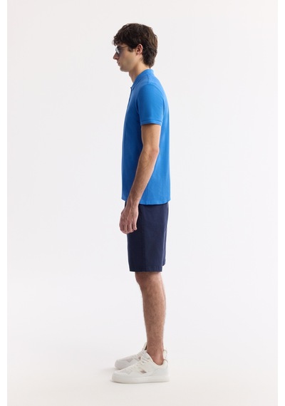 Avva Erkek Saks Kıvrılmaz Polo Yaka %100 Pamuk Basic Regular Fit T-shirt B001032 Saks Mavi