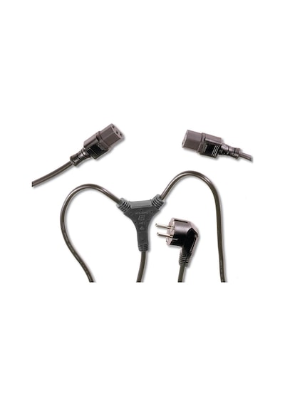 Y Güç Kaynağı Kablosu, Schuko Erkek - 2x C13 Dişi, 1.7 Metre Mains Splitter Cable, Schuko Plug - 2x C13 Jack, 1.7 Metre, H05vv-f3g 1.0qmm/0.75 -18617