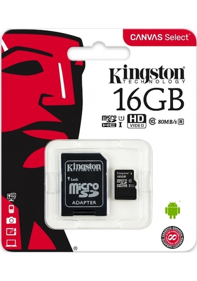 Kingston 16Gb Canvas Select Micro Sd Sdcs/16Gb Card 80Mb/S