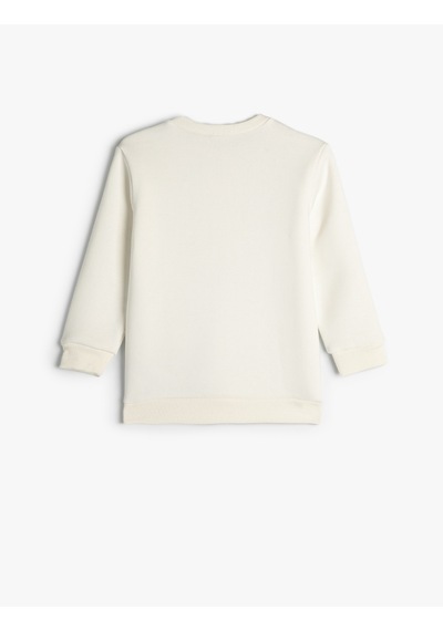 Koton Atatürk Baskılı Sweatshirt Şardonlu Bisiklet Yaka Beyaz 5wkb10089tk Beyaz