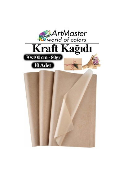 Kraft Kağıdı 70x100 Cm 10 Adet 80 Gr Hediye Paketleme Kagıdı Çeyiz Kaplama Kağıt Saman Kağıt Çizim Kağıdı
