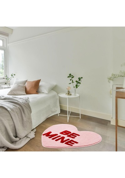 Tr Be Mine Pembe Kalp Halı 35 İnç, El Dokuma Eğlenceli Sevimli Y2k Tasarım Halılar Banyo, Mutfak, Oturma Odası, Ya Genel