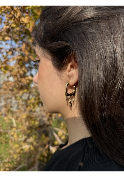 Melted Gold Hoop Küpe Altın