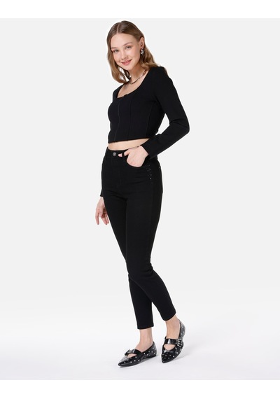 Colins 760 Diana Dar Kesim Yüksek Bel Dar Paça Mavi Kadın Pantolon Cl1067183 Mavi