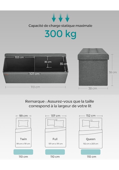 Tabure, Saklama Alanı, Sandık, Saklama Kutusu, Katlanabilir, Maks. Statik Yük 300 Kg, Bölücü, 120 Litre, 38 X 110 X 38 Cm, Imitasyon Keten, Koyu Gri Lsf77k Çok Renkli Tabure, Saklama Alanı, Sandık, Saklama Kutusu, Katlanabilir, Maks. Statik Yük 300 Kg, Bölücü, 120 Litre, 38 X 110 X 38 Cm, Imitasyon Keten, Koyu Gri Lsf77k Çok Renkli