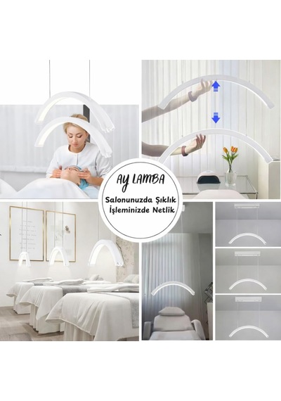 Askılı Led Kirpik Lambası Yarım Ay Lamba Salon Cilt Bakım Lambası Kumandalı 48w