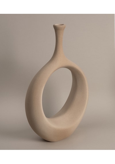 Koza Home Galante Özel Taş Doku Vizon İskandinav Seramik Vazo 10x30x35cm 62 Standart