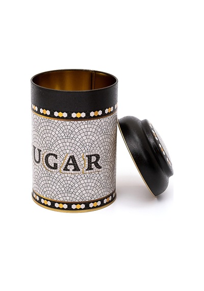Mosaic Sugar Desenli Yuvarlak Metal Kutu, 10.5 X 15 Cm, 1.1 Lt