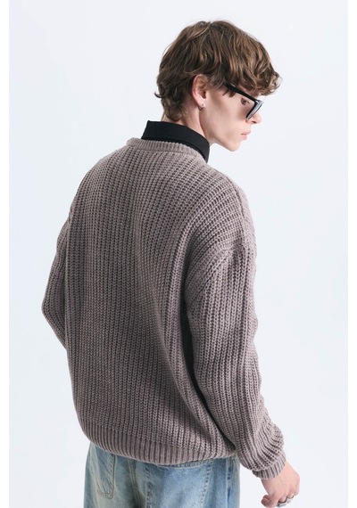 Vamos Oversize Basic Triko Kazak Bej Melanj Vamos Oversize Basic Triko Kazak Bej Melanj