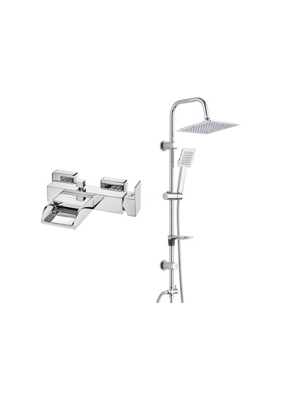 E.c.a. Natura Banyo Bataryası+t-may Banyo Çam Kare Tepe Duş Takımı Seti - Krom - Paslanmaz