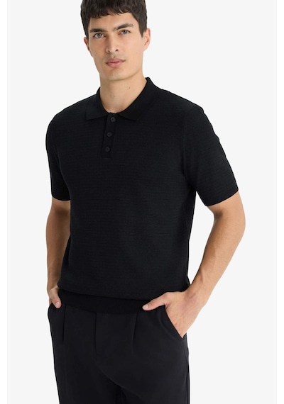 Defacto Standart Fit Polo Yaka Triko Kısa Kollu Tişört F4947ax25aubk27 SIYAH